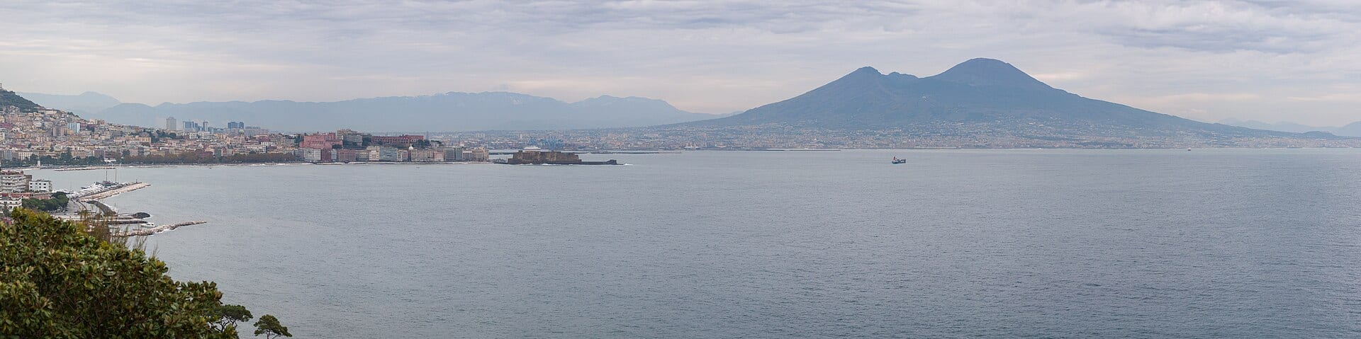 Bay of Naples with Mount Vesuvius — gateway to Pompeii and the Amalfi Coast from the cruise port